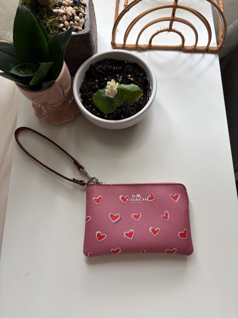 Coach Pink Heart Wristlet